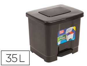 Papelera contenedor con pedal 2 compartimentos 35 litros gris oscuro