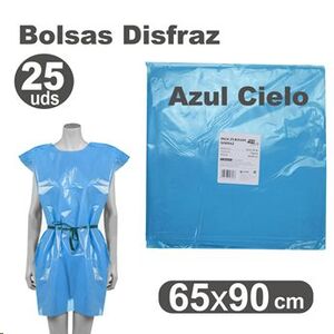 Bolsa plástico disfraz carnaval azul cielo 65x90 