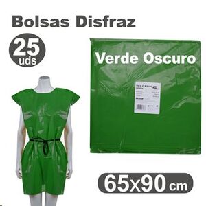 Bolsa plástico disfraz carnaval verde oscuro 65x90 