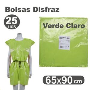 Bolsa plástico disfraz carnaval verde claro 65x90