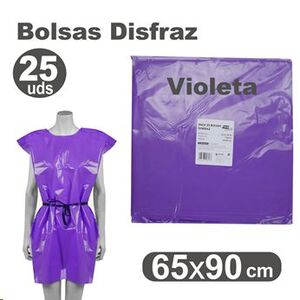 Bolsa plástico disfraz carnaval violeta 65x90 