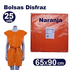 Bolsa plástico disfraz carnaval naranja 65x90 