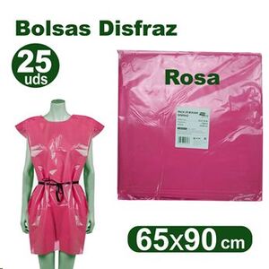 Bolsa plástico disfraz carnaval rosa 65x90 