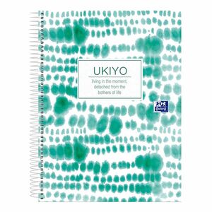 Cuaderno espiral microperforado A4+ cuadrícula 5x5 120h Japandi Ukiyo by Oxford