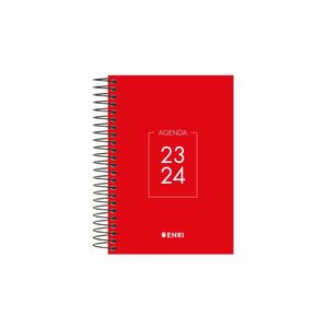 Agenda escolar 23/24 espiral Día Página 12x18cm Identity Rojo Enri