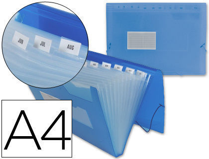 LxB 32 x 24.5 cm clasificadora de polipropileno con goma elástica despacho Carpeta clasificadora A4 13 compartimentos escuela carpeta de archivos color azul A4 para oficina ampliable 